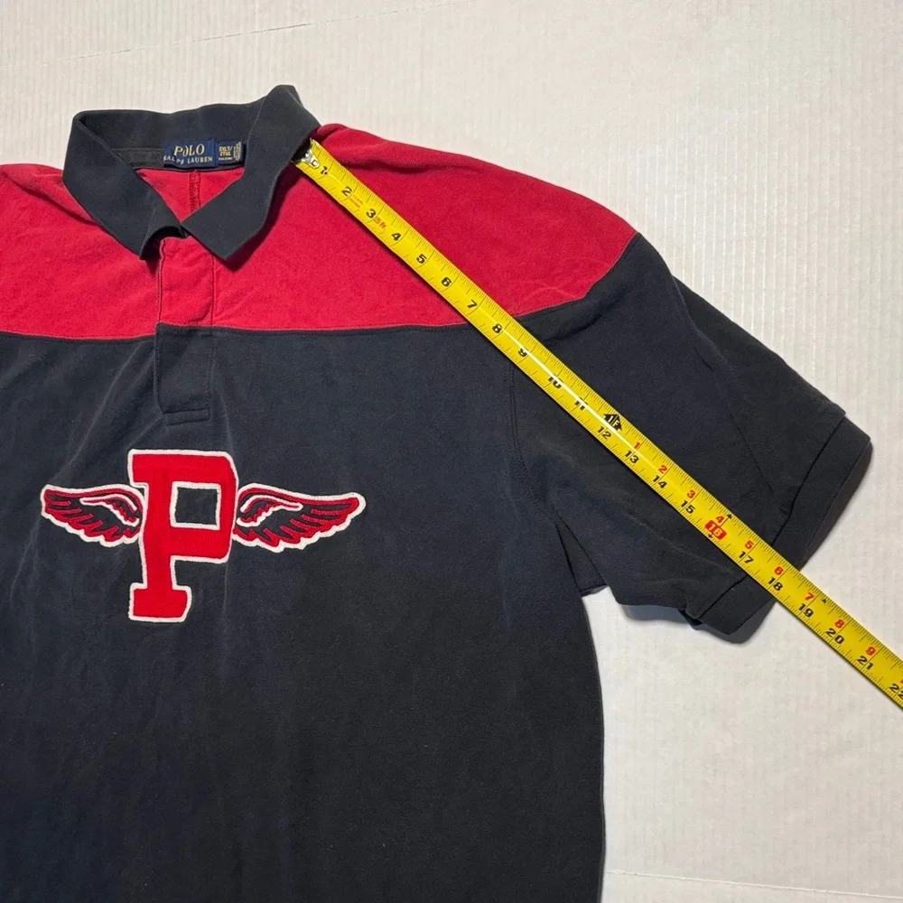 POLO Ralph Lauren Vintage?‎ Men's P-Wing Polo Shirt Black Red Pique Cotton 2XLT